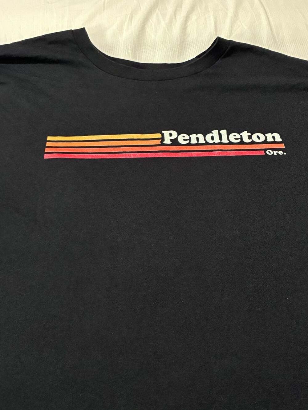 Pendleton Ore. Vintage Stripe Graphic Black T-Shirt 3XL